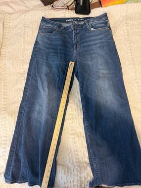 American Eagle Outfitters Dark Blue Wide-Leg Flare Jeans